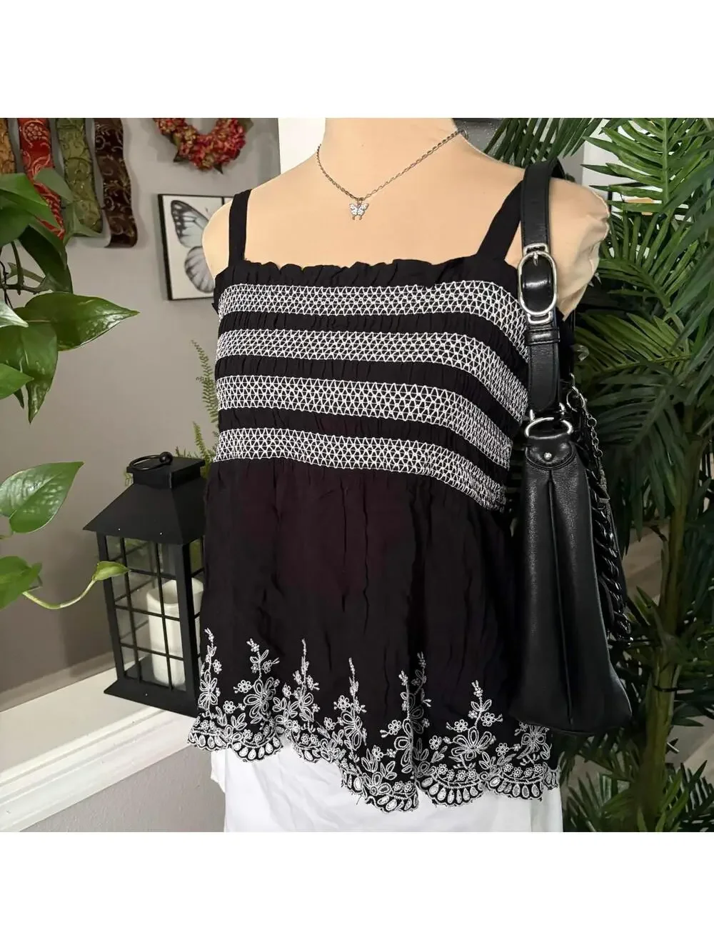 black & white babydoll top [set]
